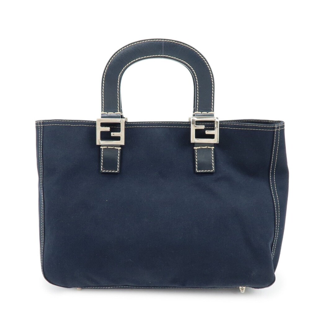 Fendi Canvas & Leather Tote Navy Blue